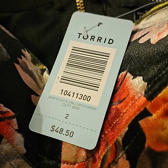 Torrid Sexy-Velvet Floral ZipUp Corset NWT $48 Size 2 - Picture 2 of 9